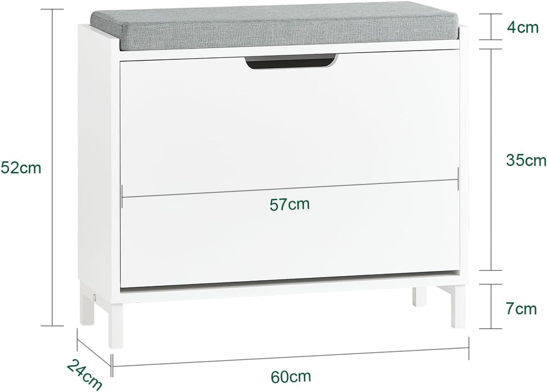 SoBuy Schuhschrank Schuhbank mit Sitzfläche, Schuhregal mit Stauraum, Klappe, Sitzkissen, bis 113 kg