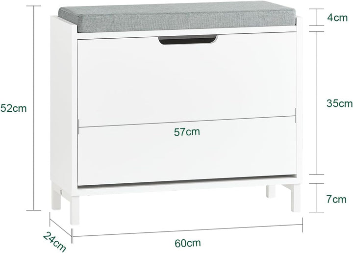 SoBuy Schuhschrank Schuhbank mit Sitzfläche, Schuhregal mit Stauraum, Klappe, Sitzkissen, bis 113 kg