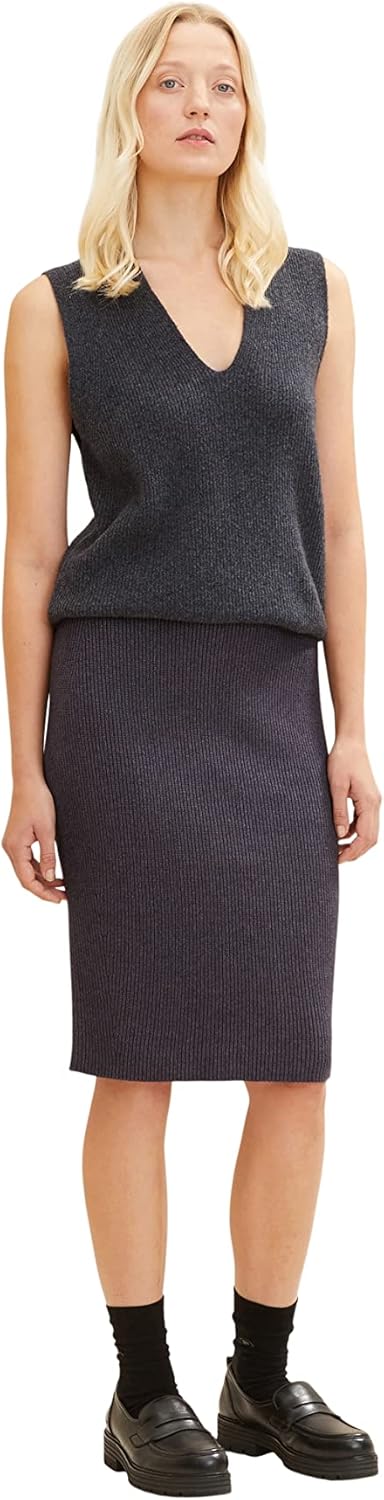 TOM TAILOR Damen Rock in Rippstruktur 36 30281 - Evident Anthracite Melange, 36 30281 - Evident Anth