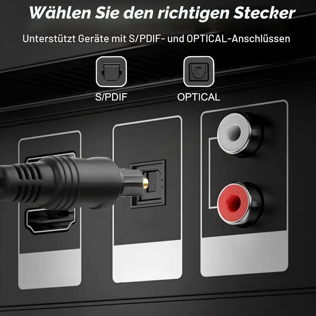 MEIRIYFA Digitaler Optischer Splitter Adapter 1 in 2 Out, 1M Toslink Digital Fiber Optic Audio Split