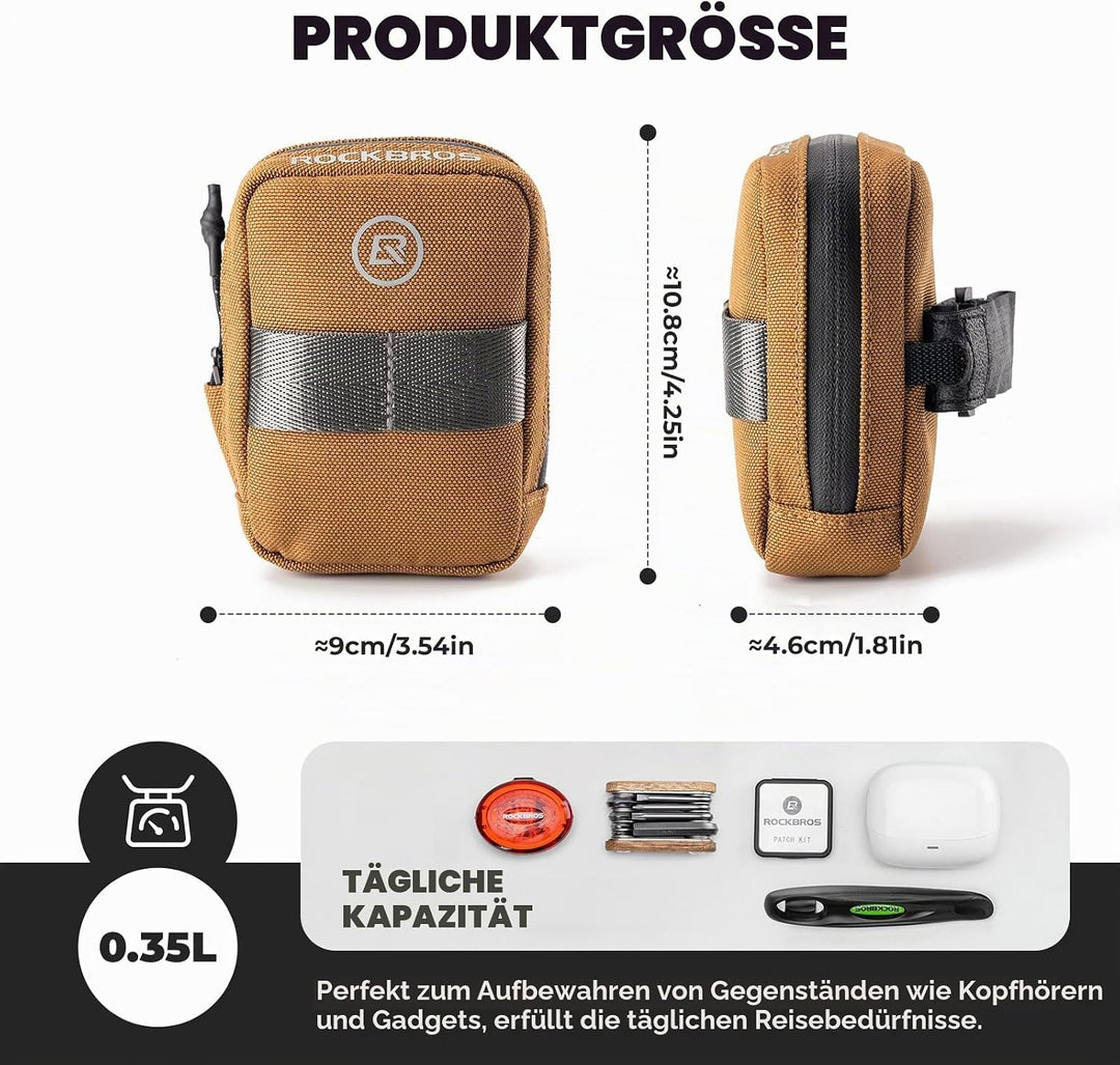 ROCKBROS Fahrrad Satteltasche Mini Tragbare Fahrradsatteltasche Kompakte Aufbewahrungstasche Rennrad