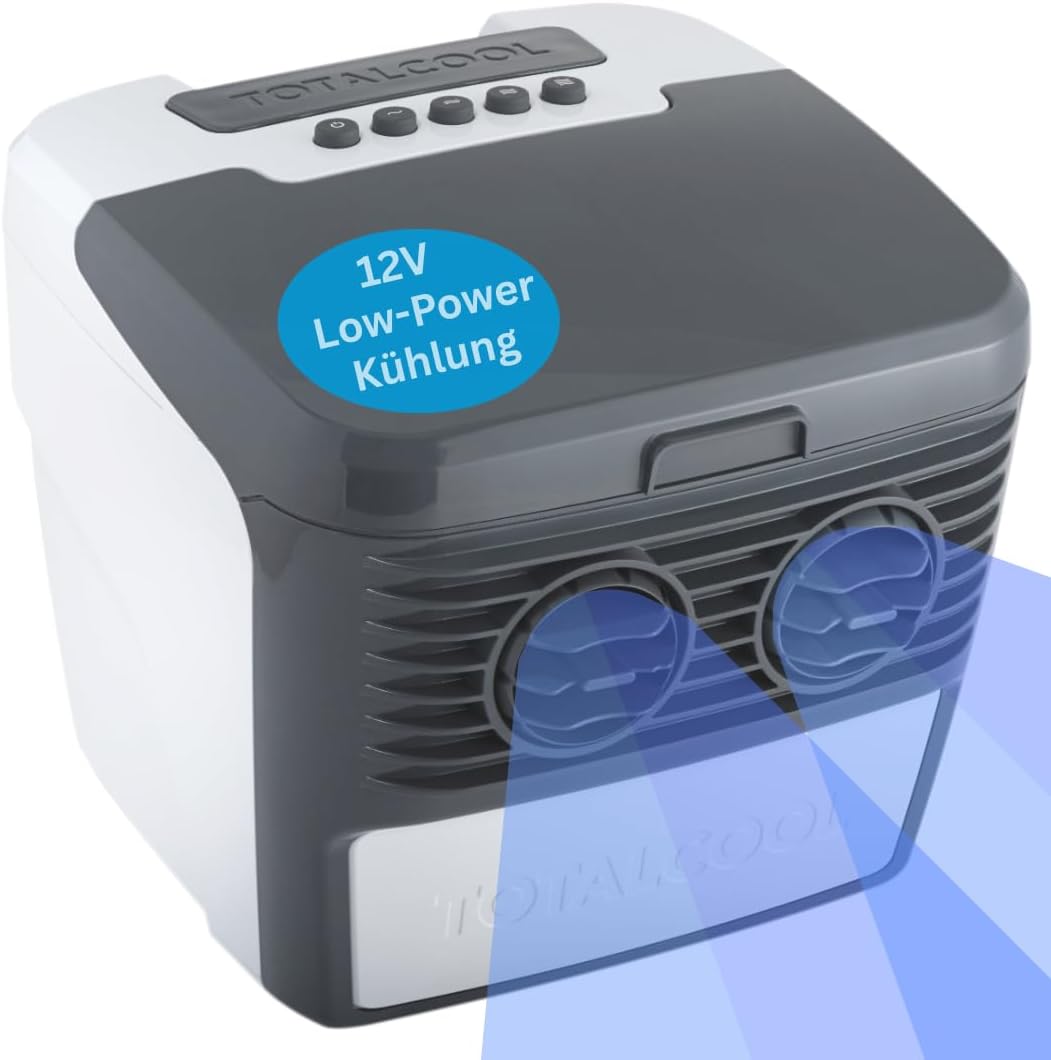 TOTALCOOL 3000 – Tragbarer Verdunstungsluftkühler 12 V/24 V/AC – Wohnwagen – Wohnmobil – Bootfahren