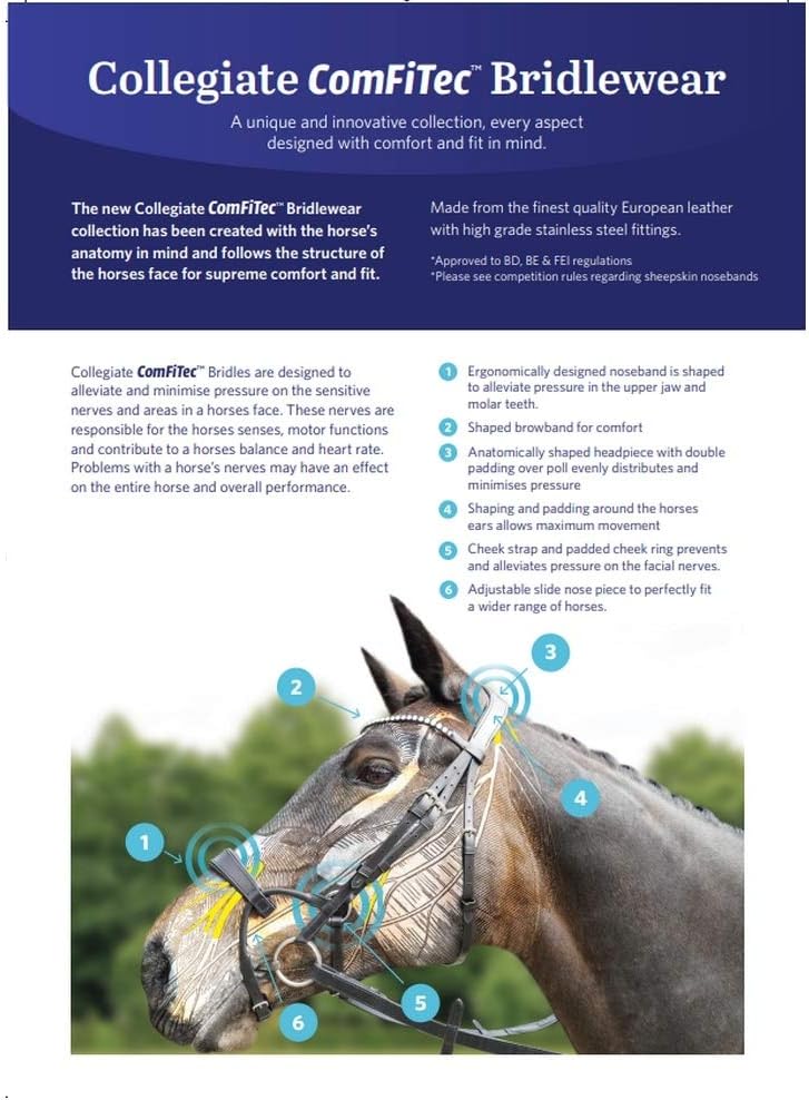 Collegiate ComFiTec Patent Snaffle Bridle Cob, Cob