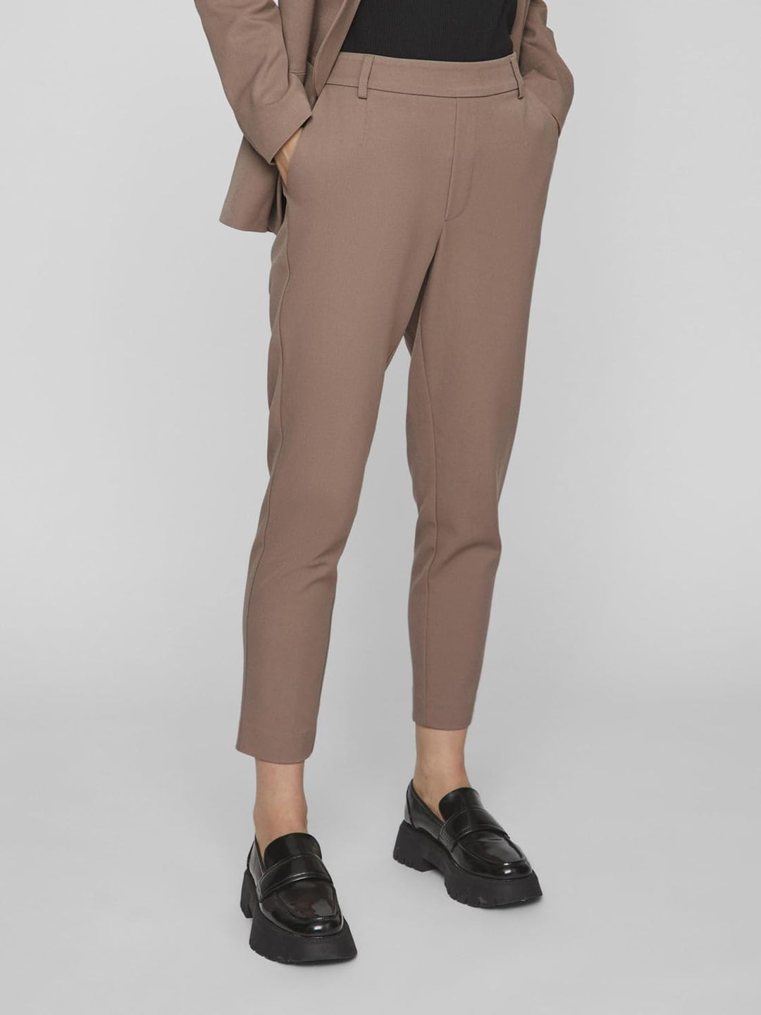 Vila Damen Vivarone Hw Slim Pant-Noos Stoffhose 34 Brown Lentil, 34 Brown Lentil