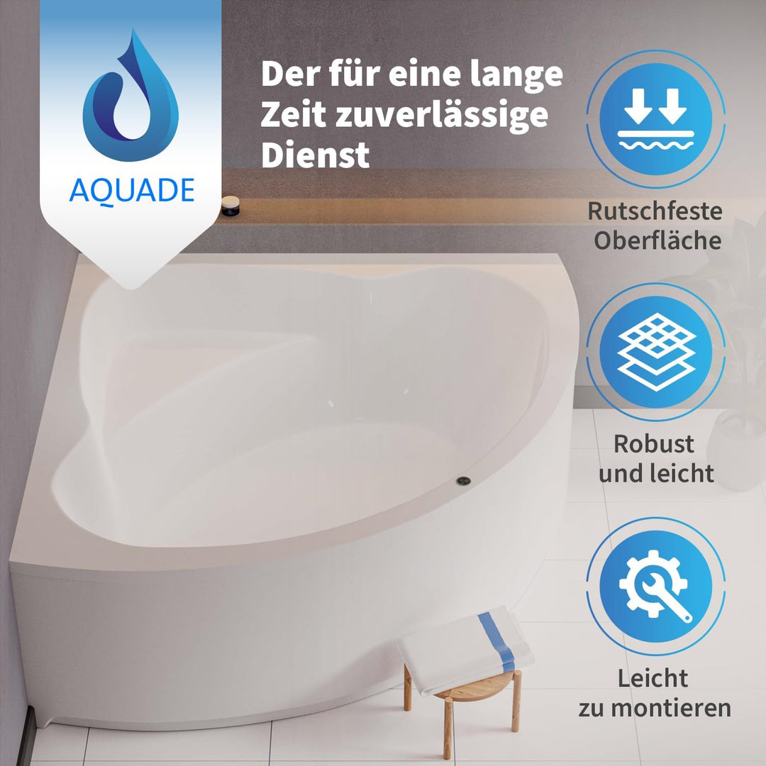 AQUADE Acryl Eckbadewanne 140x140 Modell: Koblenz - Weiss Badewanne Komplettset 140x140 - Badewannen