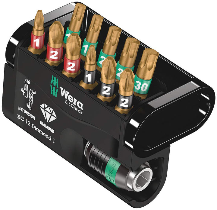 Wera 05057421001 Sortiment, Bit-Check Diamond 1, 12-teilig, Stück 12 Diamond 1 Single, 12 Diamond 1