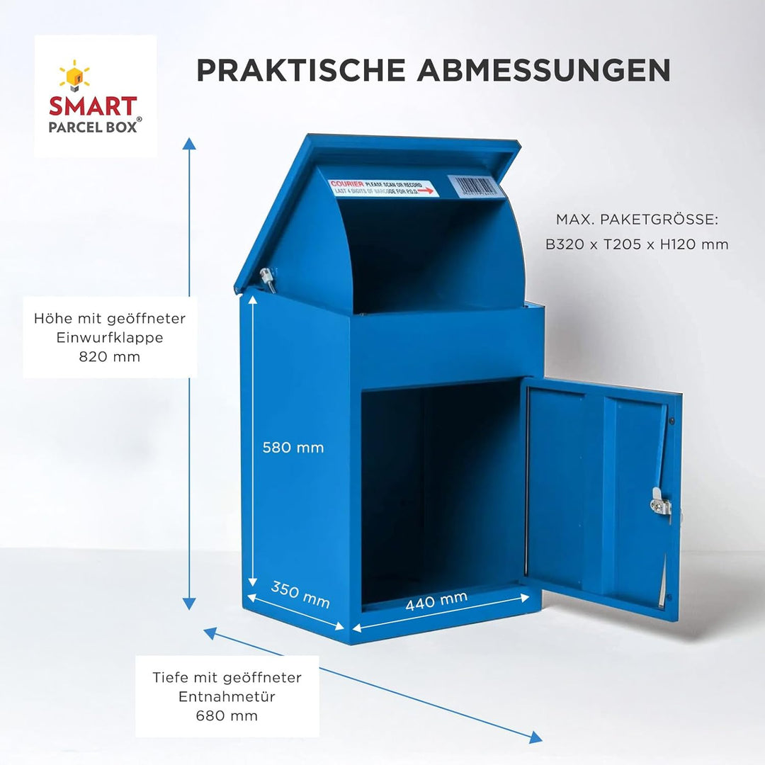 SMART PARCEL BOX Paketbox, Paketbriefkasten Wandmontage, Briefkasten mit Paketfach, Postbox für Pake