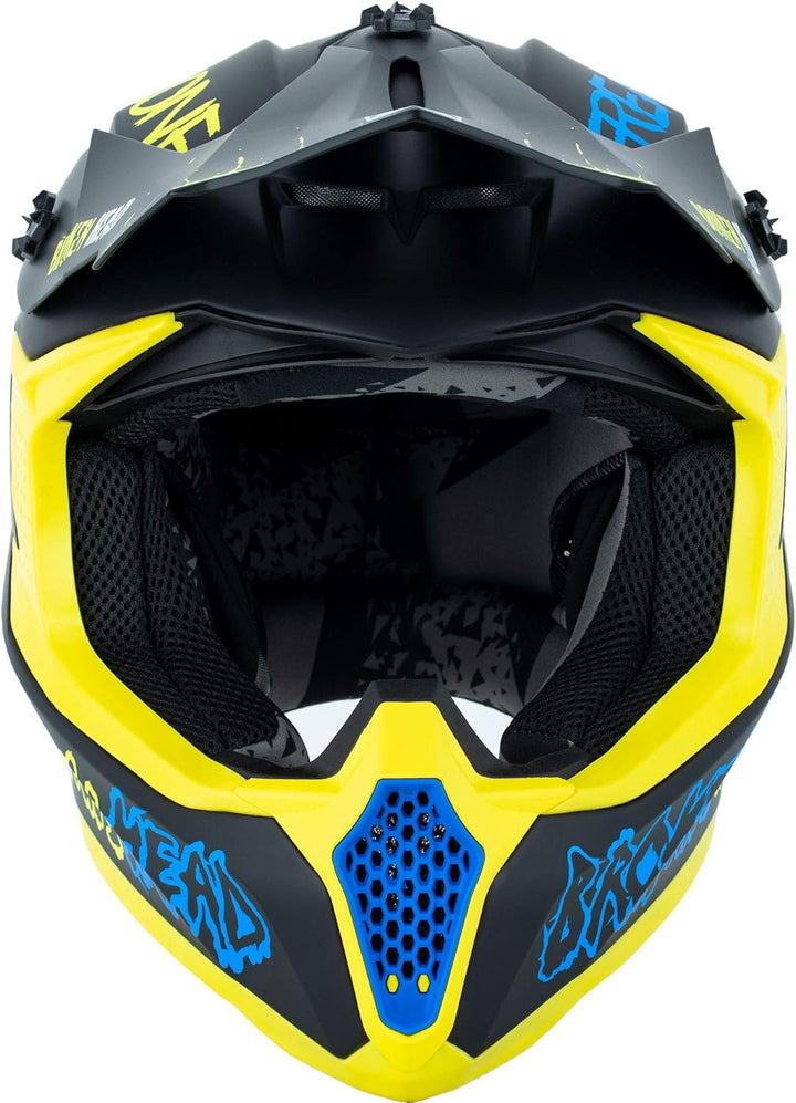 Broken Head FreakZone Motocross-Helm Blau-Gelb – Cross-Helm – MX – Quad – Supermoto XL 61-62 cm, XL