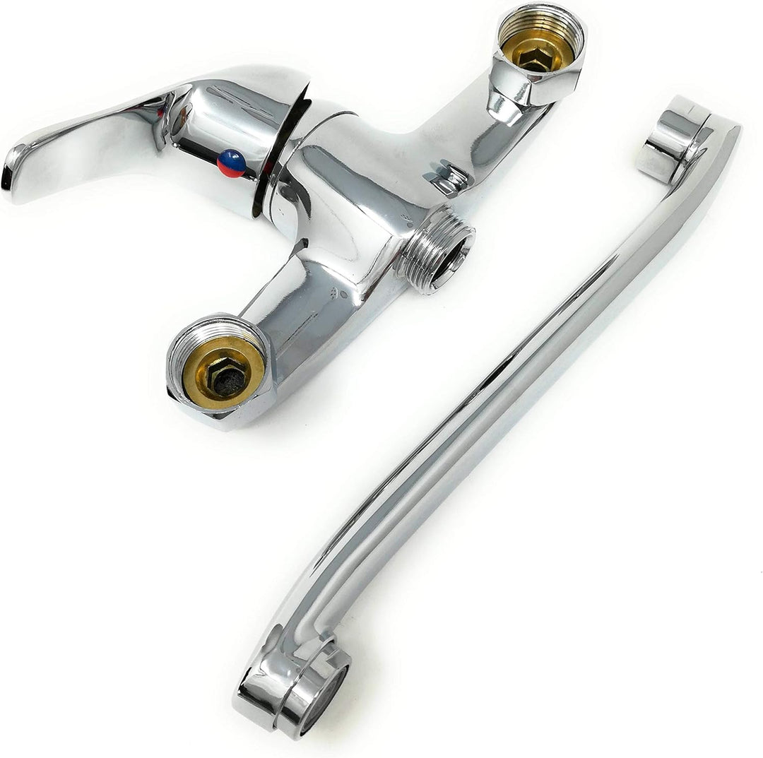TEMPO DI SALDI Wandarmatur für Spüle Küchenarmatur Badewanne Hohe Messing verchromt Modern, Modern