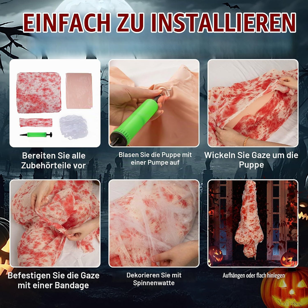 2 Sätze Halloween Gefälschte Leichen Requisiten - Hängende Leiche - Halloween Leichensack Set,Hallow