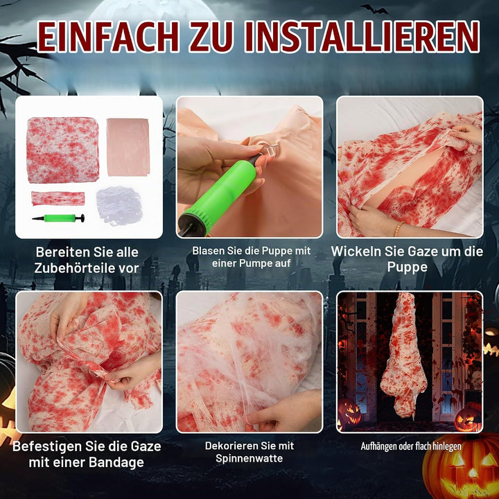 2 Sätze Halloween Gefälschte Leichen Requisiten - Hängende Leiche - Halloween Leichensack Set,Hallow
