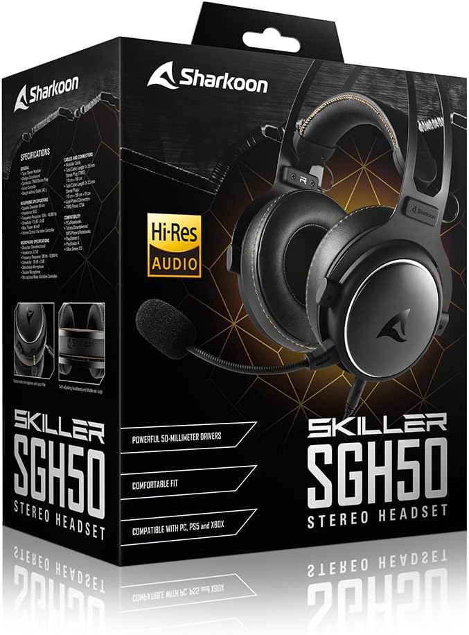 Sharkoon Skiller SGH50, Hi-Res Audio Gaming Headset Schwarz Ohrumschliessend Single