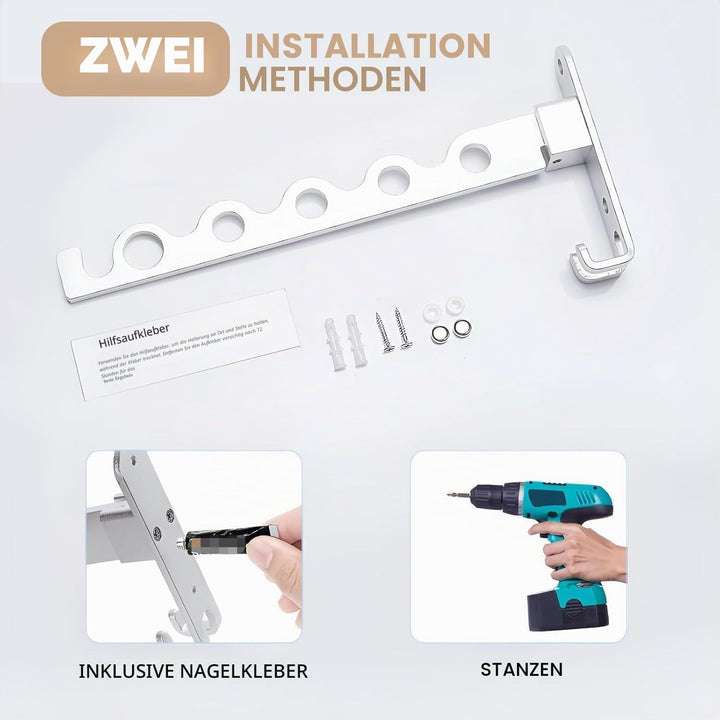 Kleiderhaken Klappbar, Wand Kleiderständer Klapphaken Wandhaken Balkon Kleiderhaken für Waschküche S