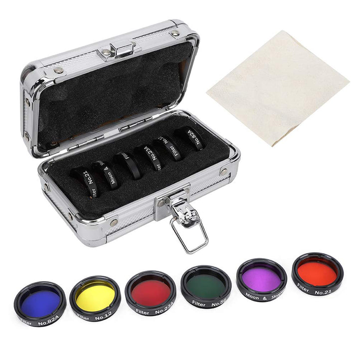 6 Stück 1,25-Zoll-Teleskopfilter-Kit Buntes Filterzubehör mit Aufbewahrungsbox für Teleskopokulare