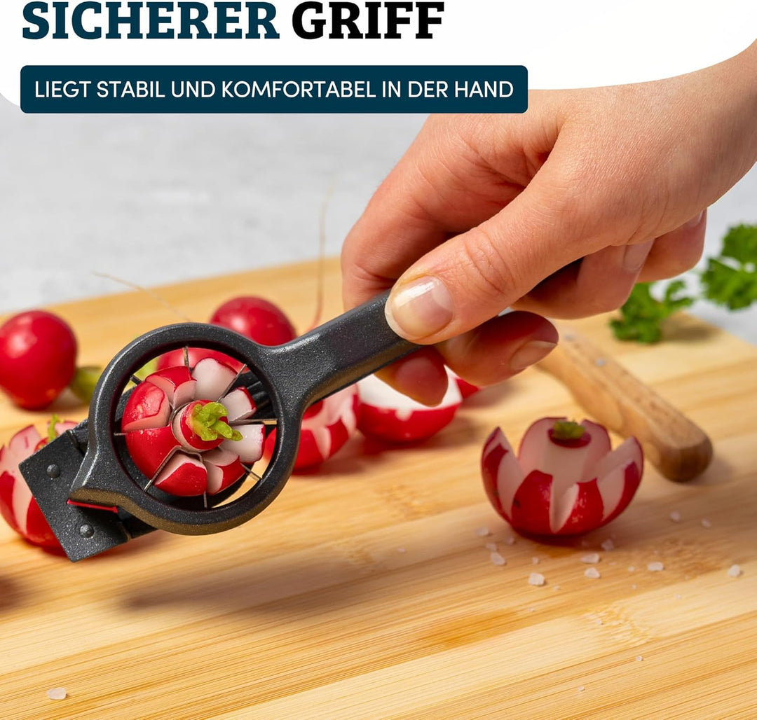 Westmark Radieschen Schneider Decoretto Black Edition – Radieschen & Zitronen verzieren – Buffet & S