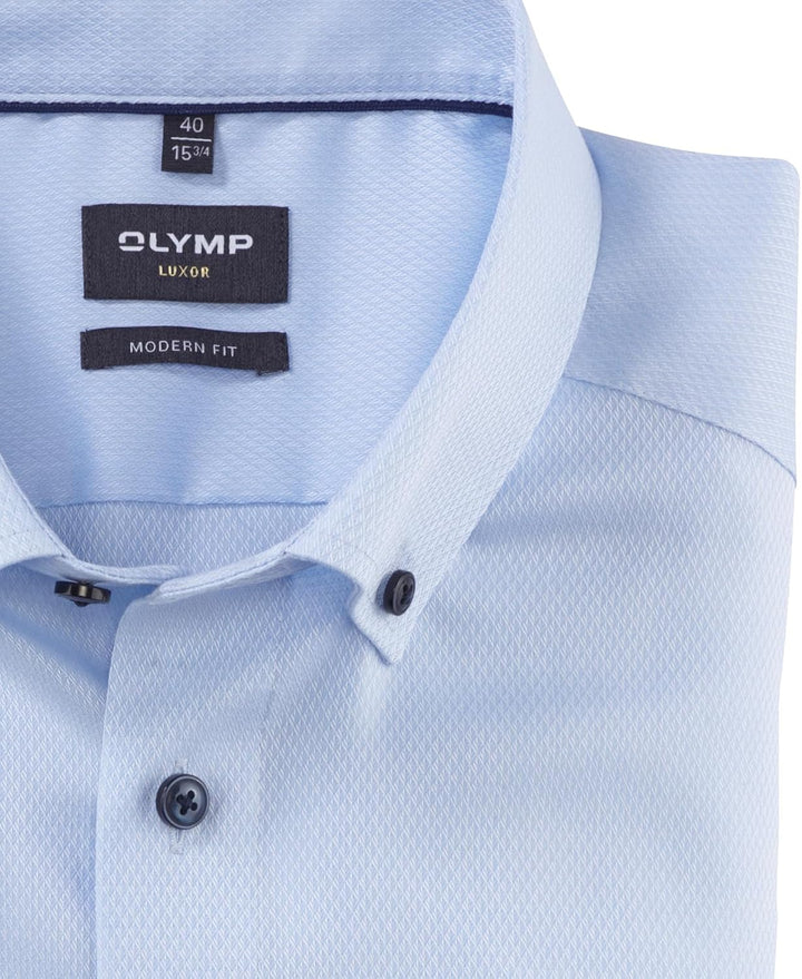 OLYMP Herren Businesshemd Langarm Luxor,Einfarbig,modern fit,Button-Down-Kragen 37 Bleu 11, 37 Bleu