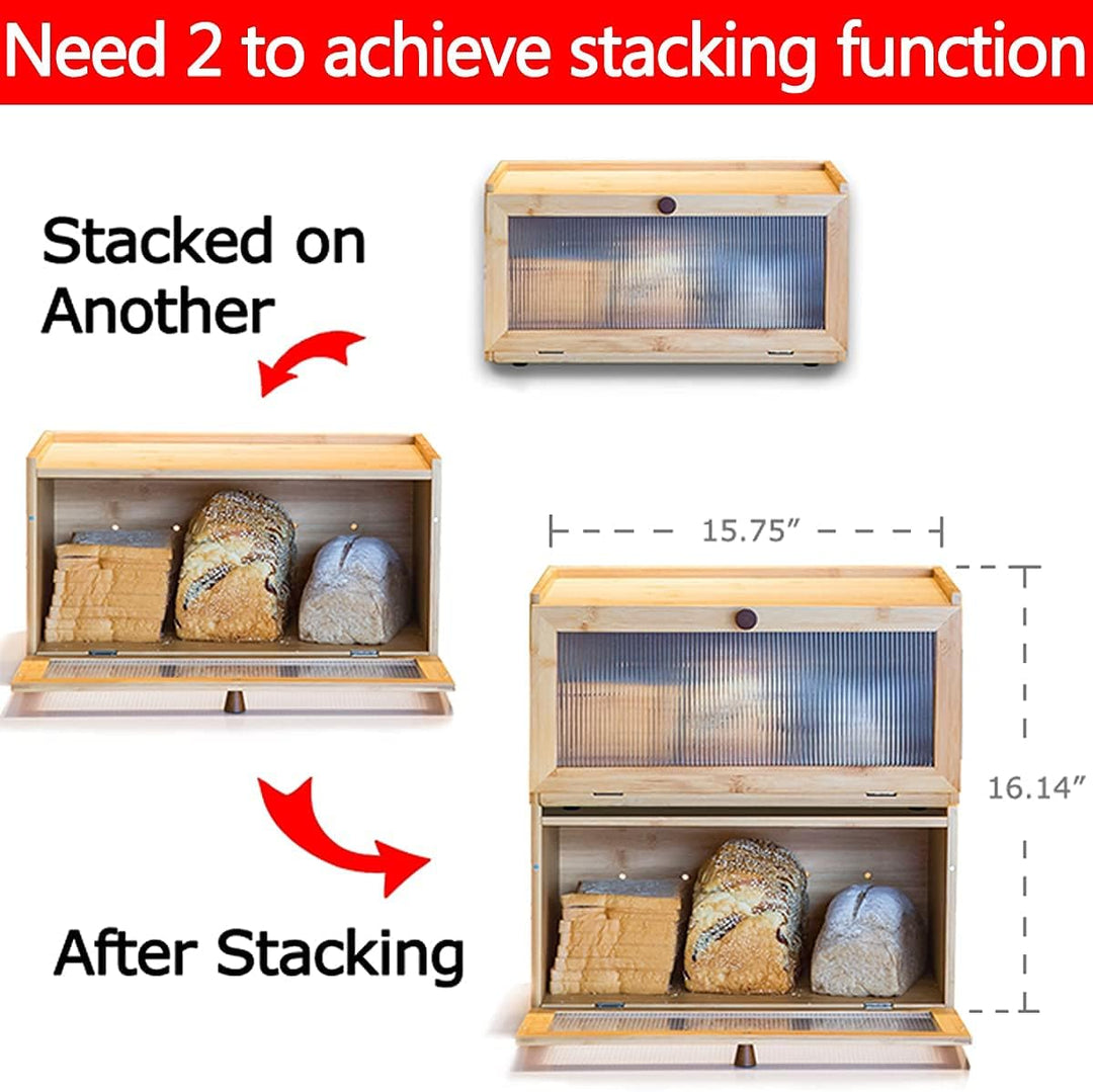 Bambus Brotkasten Holz Brotkästen - Brotbox zur Brotaufbewahrung Stylischer Bread box 40 x 25 x 20 C