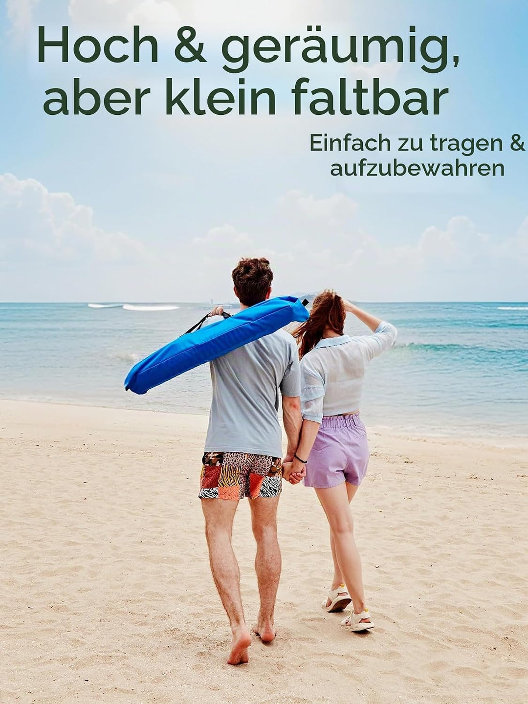 Strand-Sonnendach 3–6 Pers. tragbar, selbstausrichtend, 3 Min. Aufbau. (Normal), Normal