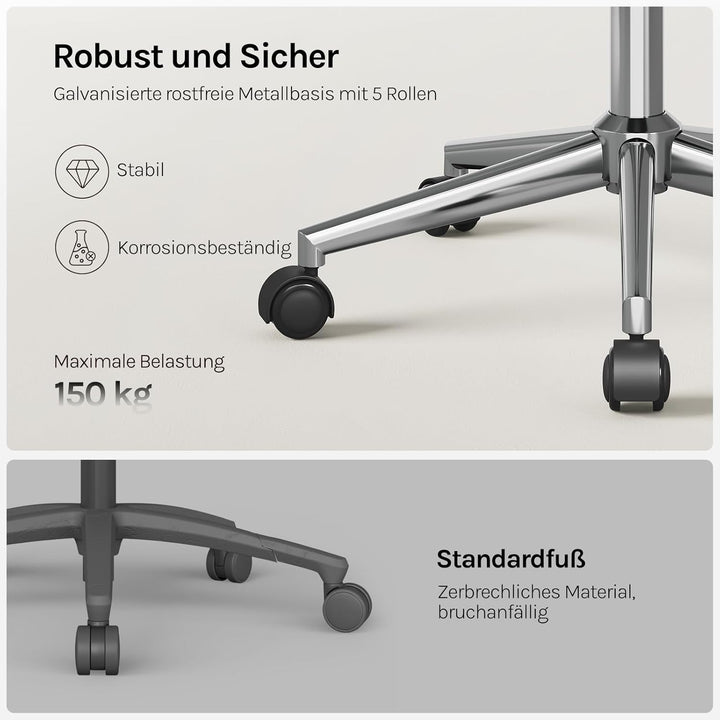 WOLTU Homeoffice Stuhl, Schreibtischstuhl, Drehstuhl, Schminkstuhl, höhenverstellbar, bis 150 kg bel