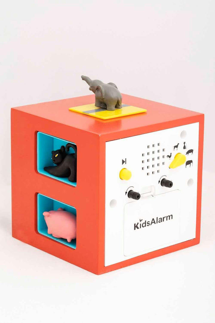 KOOKOO KidsAlarm Rot, Kinderwecker mit 5 Bauernhoftieren und echten Aufnahmen, Rot