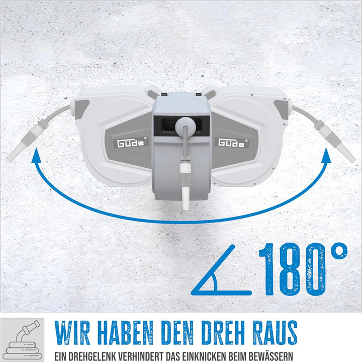 Güde 93903 Automstik Schlauchtrommel 30-2-1 1/2 Zoll (Gewebeschlauch, Wasserspritze, 2 Schnellversch