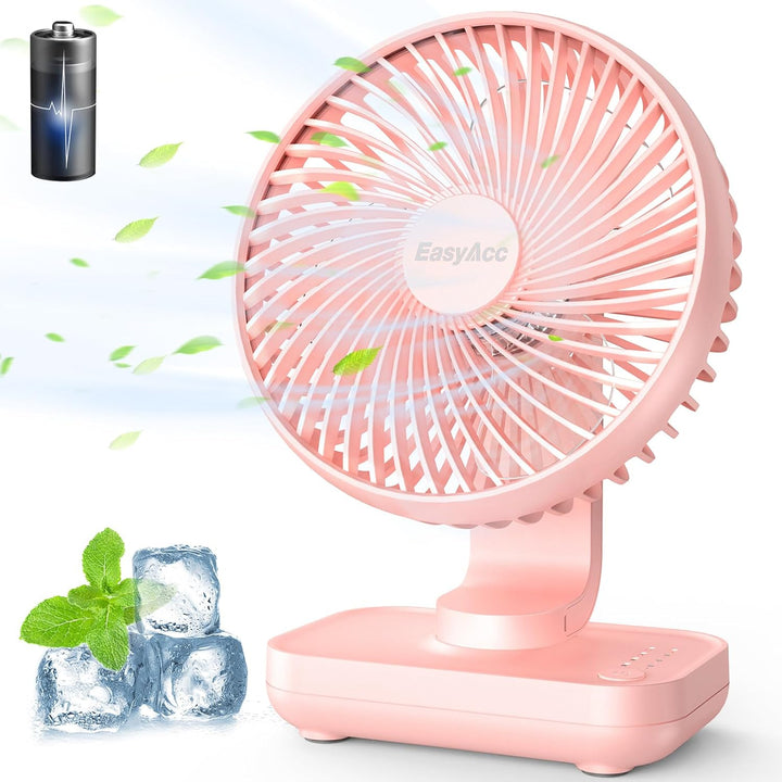 EasyAcc Tischventilator Batterie USB Ventilator 4000 Akku Klein Tragbarer 4 Geschwindigkeiten Ventil
