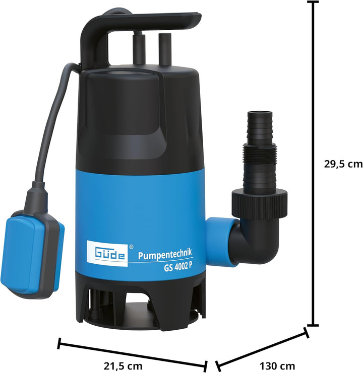 Güde Schmutzwassertauchpumpe GS 4002 P (400 W, 7500 l/h, Förderhöhe max 5 m, Eintauchtiefe max 4 m,