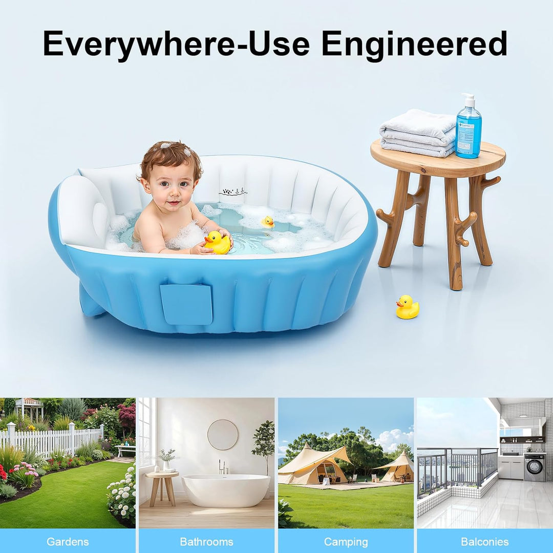 Aufblasbare Babybadewanne, Faltbare Rutschfeste Duschwanne für Kinder & Kleinkinder, Mini Luft Schwi