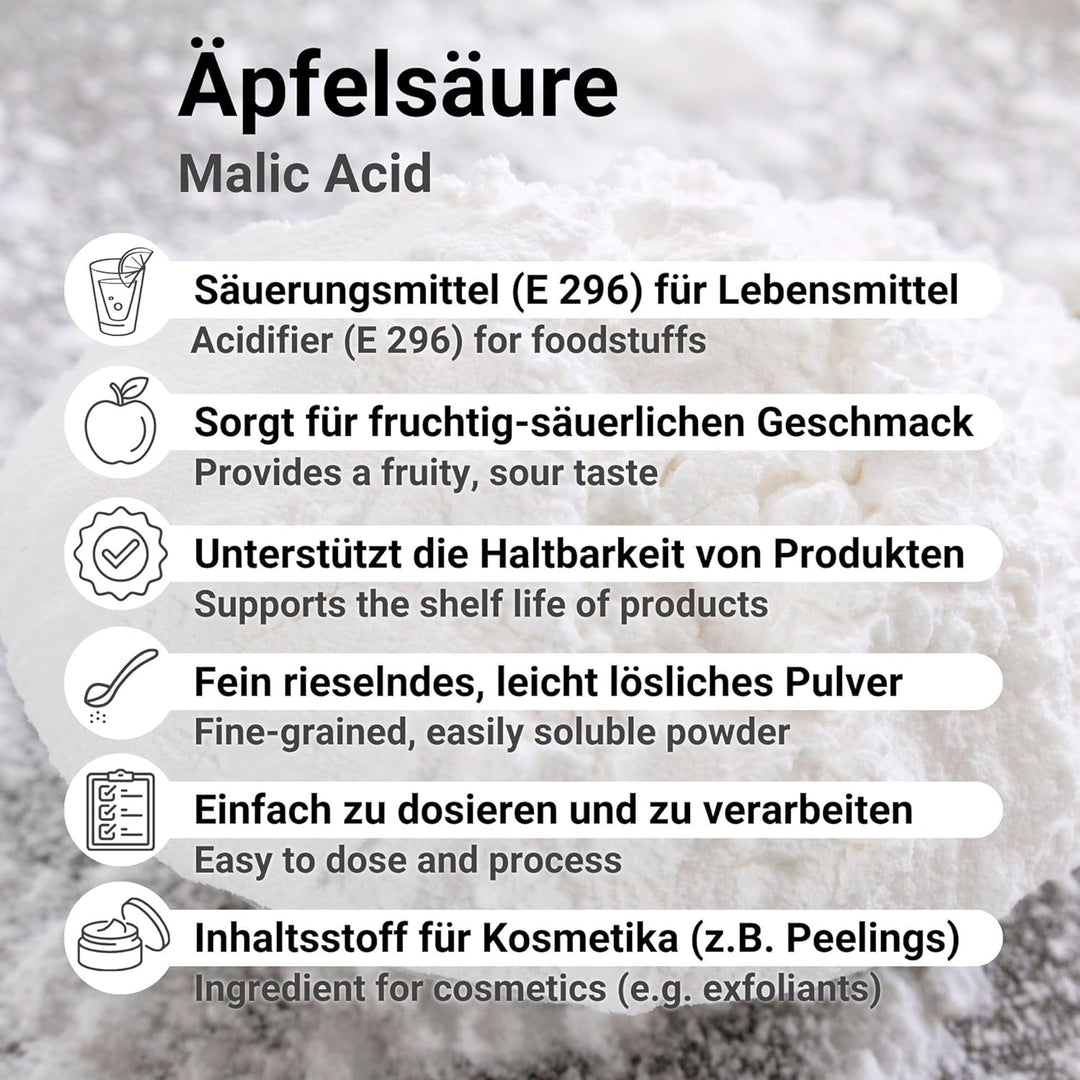 Apfelsäure Pulver 25kg Lebensmittelqualität E296 Säuerungsmittel Malic Acid