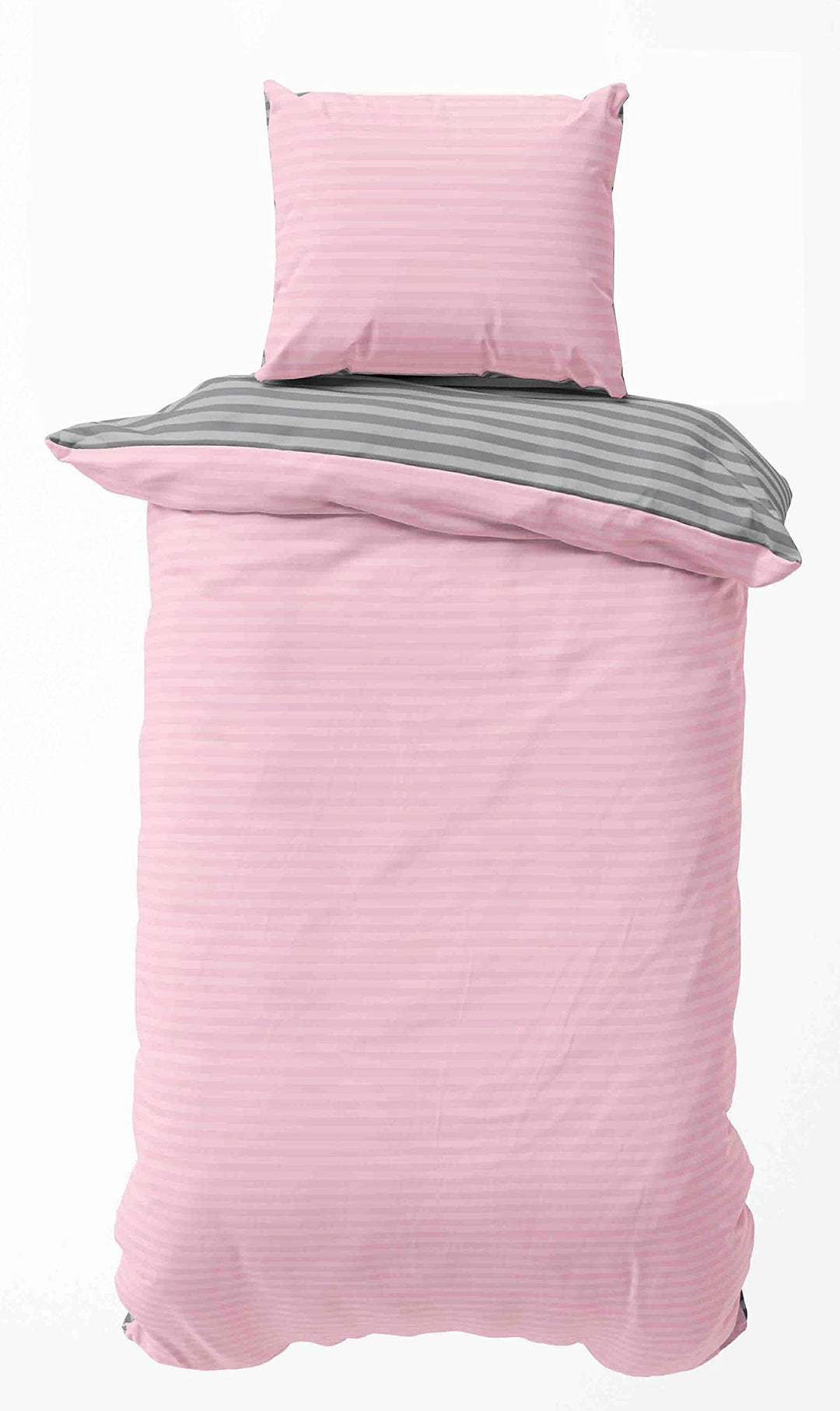 Leonado Vicenti Bettwäsche Baumwolle 200x220 cm Rosa Grau Wendebettwäsche Bezug mit Doppel Kissenbez