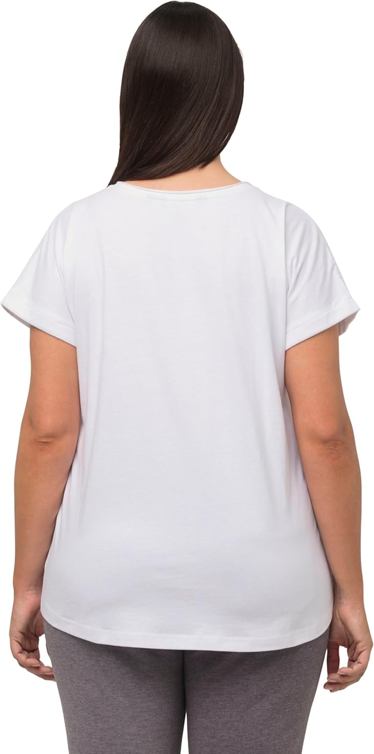 Ulla Popken Damen Loungewear, Oversized, Love Stickerei, Rundhals, Halbarm T-Shirt 50-52 Grosse Grös