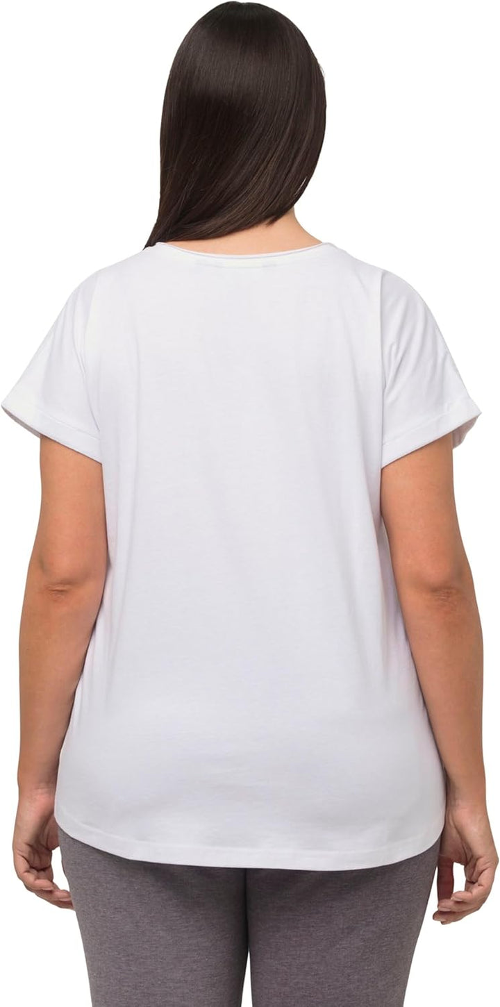 Ulla Popken Damen Loungewear, Oversized, Love Stickerei, Rundhals, Halbarm T-Shirt 50-52 Grosse Grös