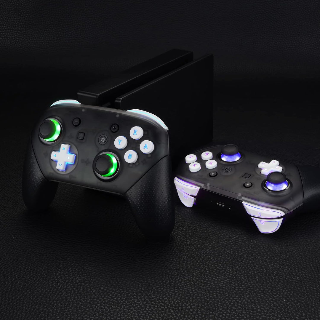 eXtremeRate DTFS LED Tasten Set für Switch pro Controller, 9 Farb-Modi 6 Separat-Tasten-Bereiche Con