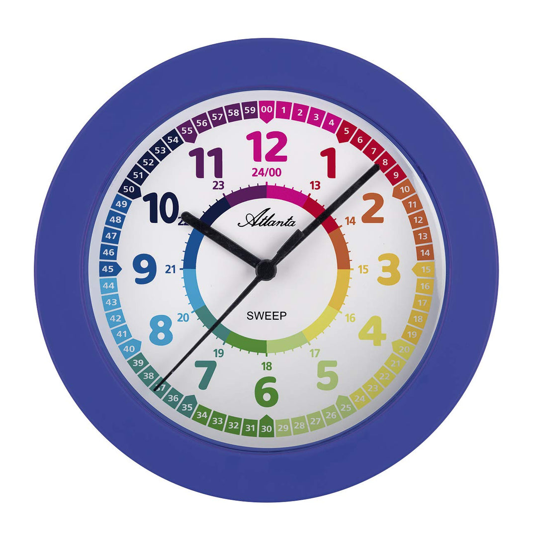 Atlanta Wanduhr ohne Ticken für Jungen für Kinder Blau - 4483-5