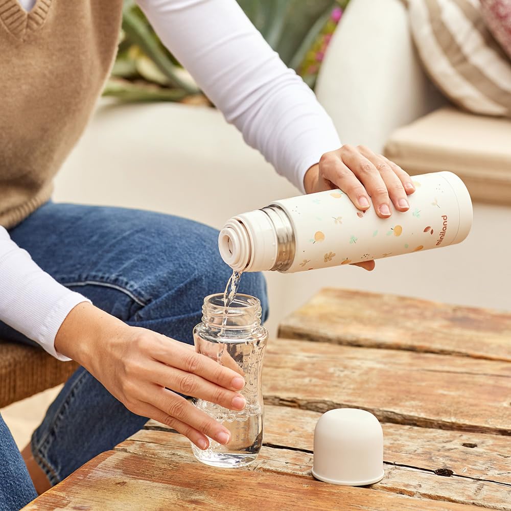 Miniland Trinkflasche aus Edelstahl für 500 ml Flüssigkeit, hält die Temperatur +12h, sowohl kalt al