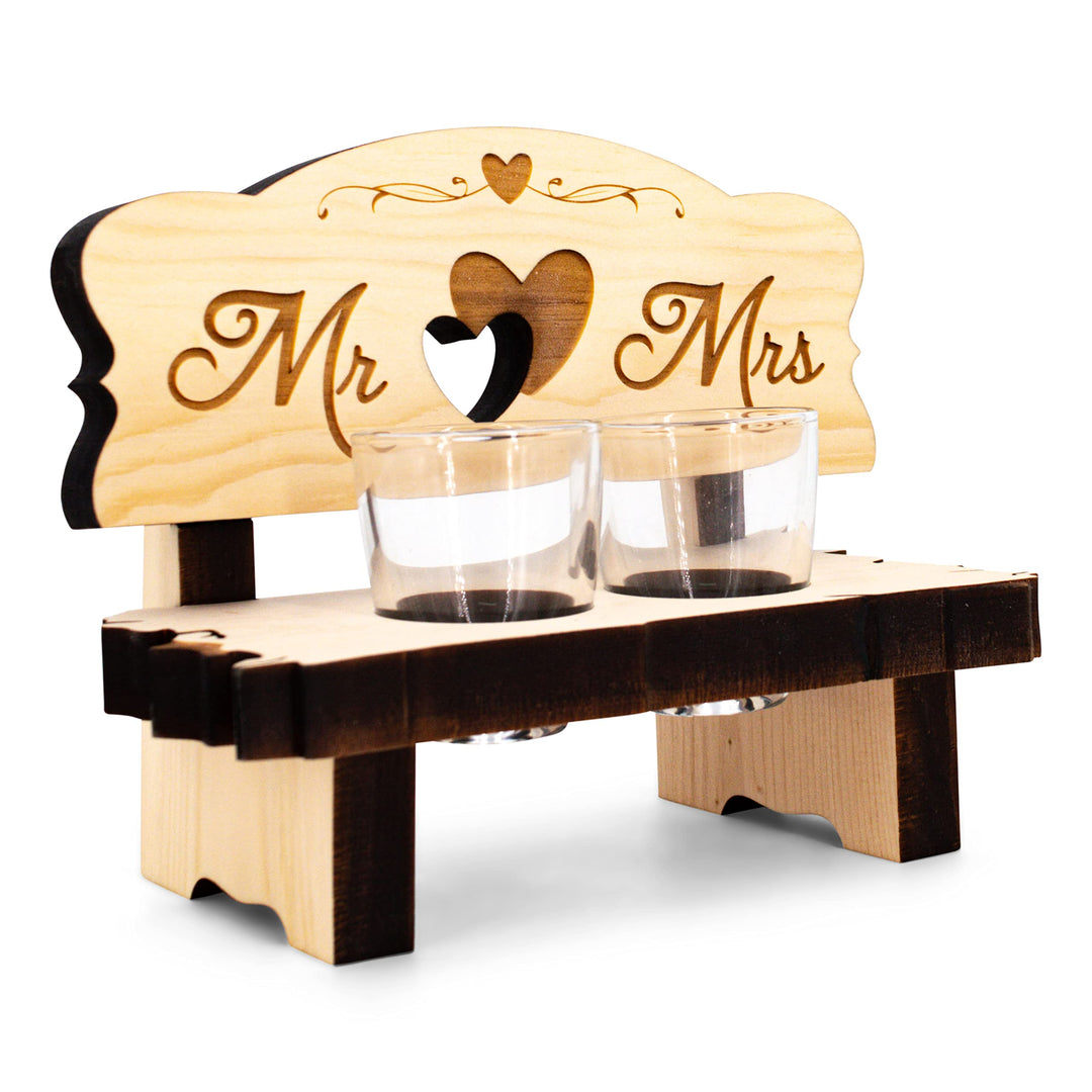 sagl.tirol Holz Schnapsbank mit Gravur [100% Natur] Mr und Mrs Geschenke I Hochzeitsgeschenke für Br
