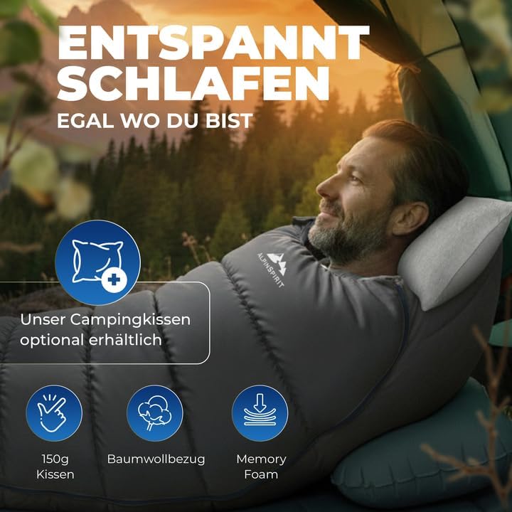 Schlafsack [Ultraleicht] 3 Jahreszeiten Sommer & Winter, kleines Packmass, Komfort, 210x75 cm, leich
