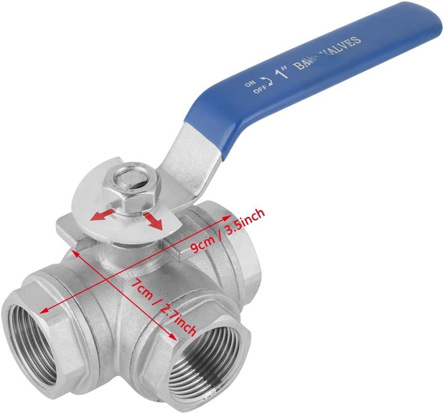 Edelstahl Kugelhahn Typ T mit Dreiwegeventil Innengewinde 1 Zoll DN25 Einfache Bedienung Reparatur u