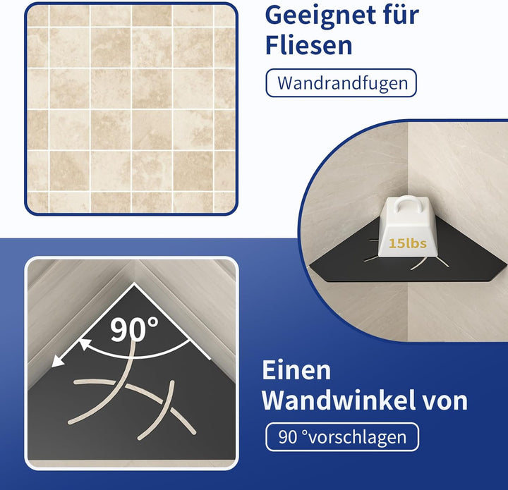 Duschablage mit 3 mm Stärke,304 Edelstahl Pentagonal Eckregal,Vertieftes Badezimmer-Duschregal Dusch