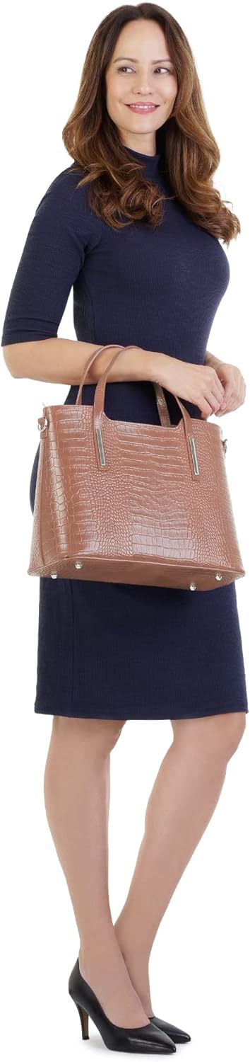 Cluty Handtasche Echt Leder Damen - 020454 Alt-rosa, Alt-rosa