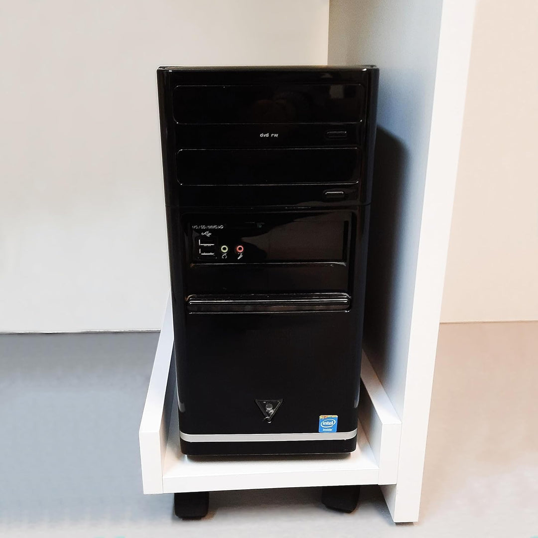 Henor CPU-Computerständer aus Holz mit Rädern 25 x 45 x 12,5 cm CPU-Aufzug mit Rädern Weiss Weiss Rä