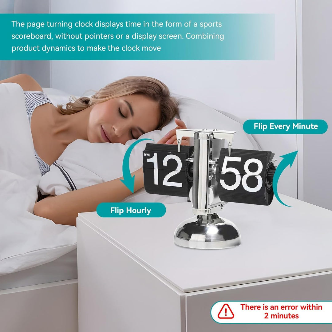 HERCHR Flip-Schreibtischuhr, Retro-Digital-Flip-Down-Uhr, Retro-Minimalist-Einfuss-mechanische Auto-