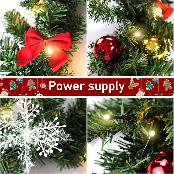 Yakimz 2er 5M Weihnachtsgirlande, Tannengirlande mit 100 LEDs Warmweiss 8 Modus inkl. Deko, IP44 Wei