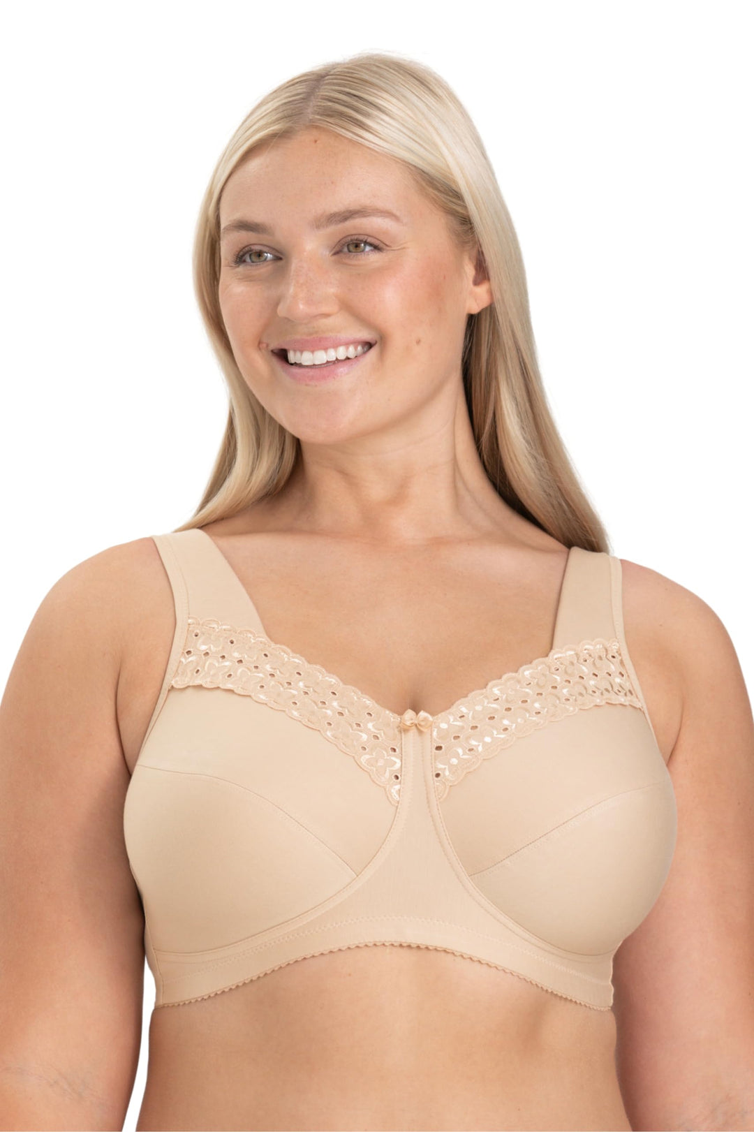Miss Mary of Sweden - Broderie Anglaise, BH ohne Bügel für Damen, Baumwoll-BH, Bequeme Vollschalen-B