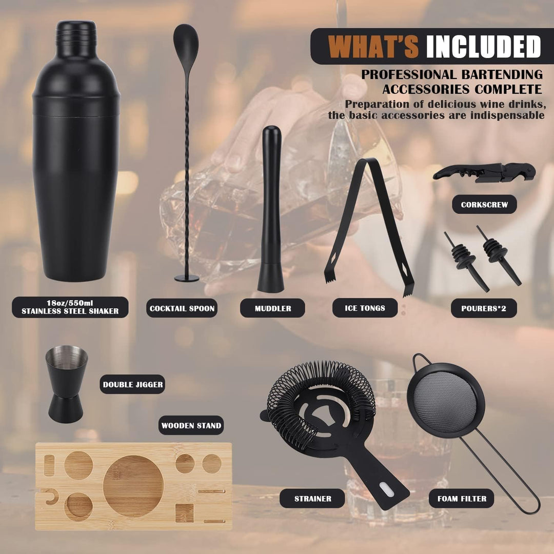 OBALY Barkeeper Kit 11-teilig Cocktail Shaker-Muddler für Cocktails 25oz Boston Shaker-Bar-Zubehör m