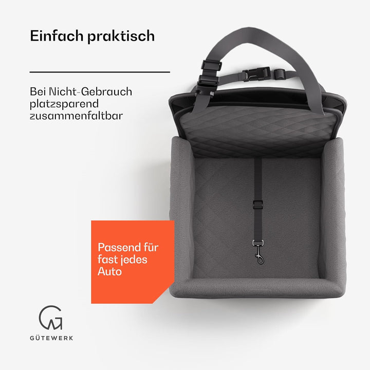 Gütewerk Hunde Autositz - Mittlerer und Kleiner Hundesitz für Vordersitz - Stabiles, faltbares Zubeh