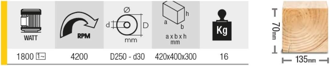Femi TR 235 Kapp für Holz/Aluminium – Diam. 254 – mit Tisch – 1800 W.