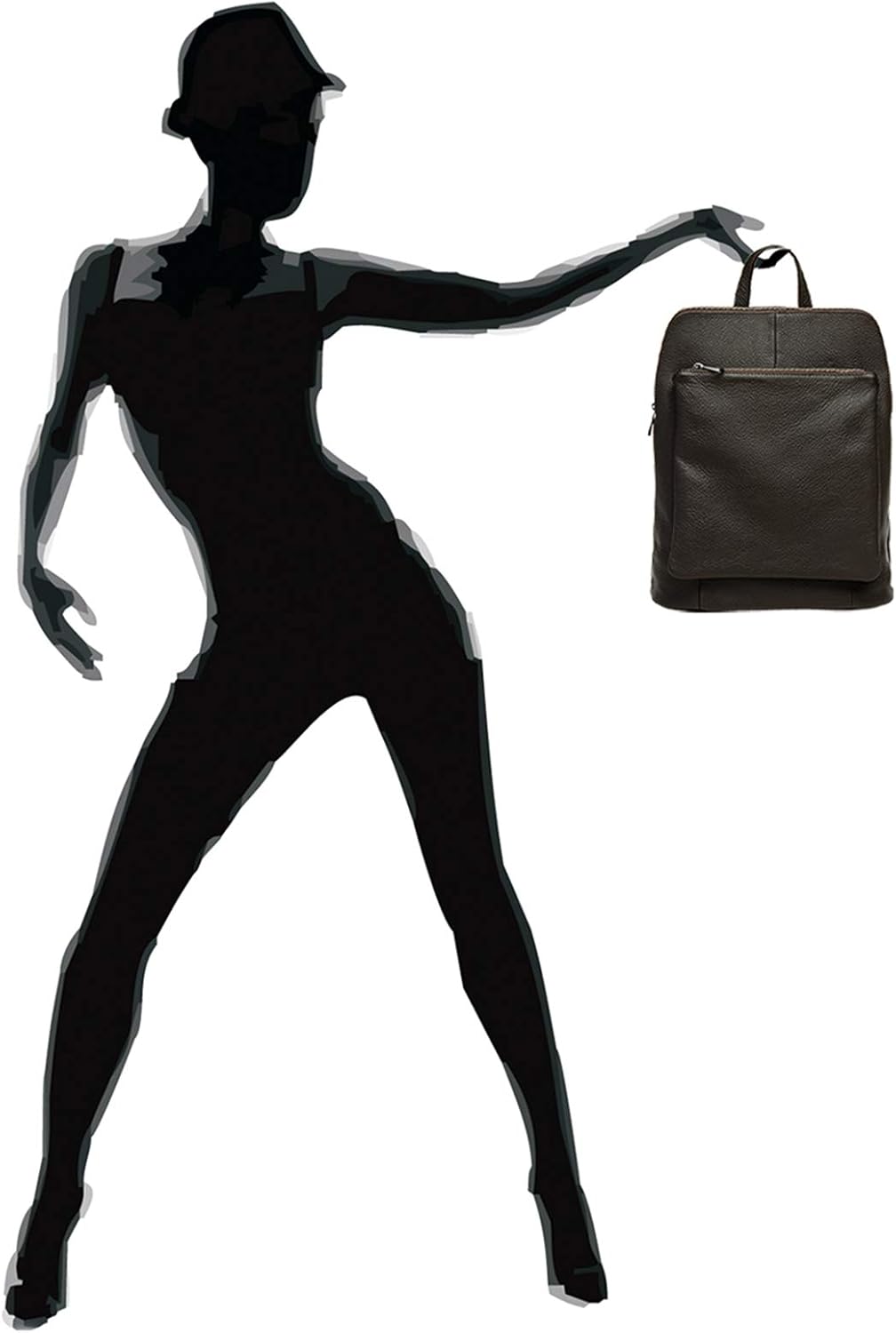 Caspar TL801 Damen 2in1 Rucksack Rucksacktasche aus echtem Leder Einheitsgrösse Dunkelbraun, Einheit