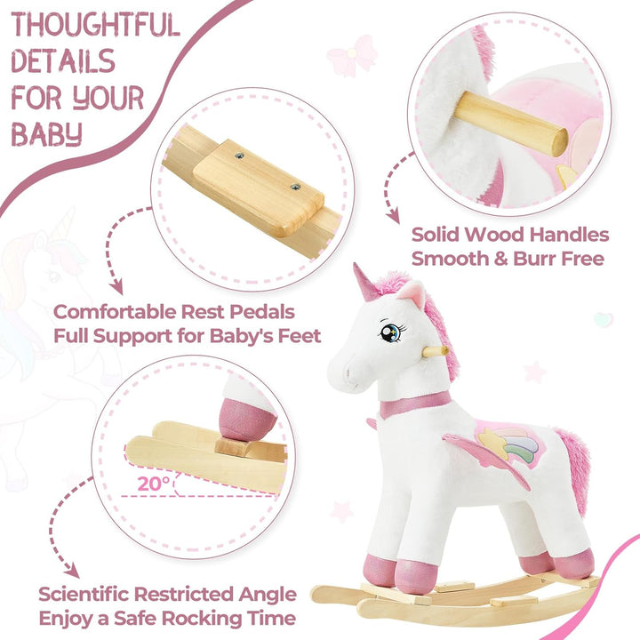 FUNLIO Einhorn-Schaukelpferd für Babys, Regenbogenfee-Einhorn-Schaukelpferd für Kleinkinder 1-3 Jahr