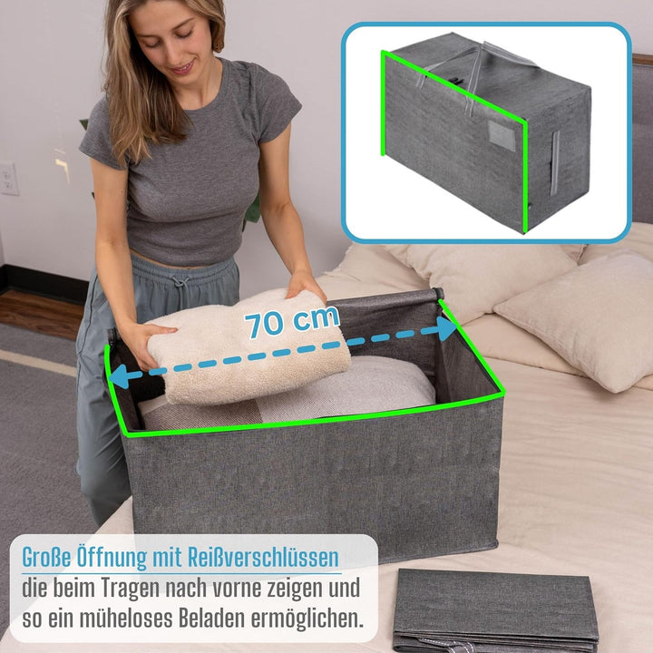 VENO 102 Liter Grosse Aufbewahrungstasche mit Deckel, Strapazierfähige Griffe und Reissverschlüssen